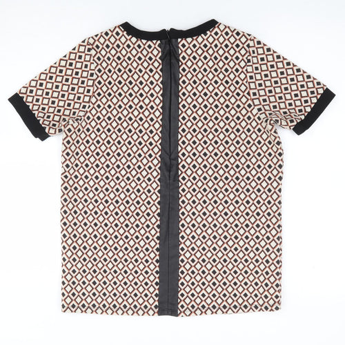 River Island Womens Multicoloured Geometric Polyester Jersey T-Shirt Size 8 Round Neck