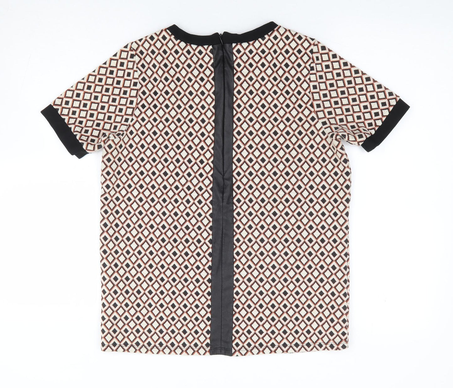 River Island Womens Multicoloured Geometric Polyester Jersey T-Shirt Size 8 Round Neck