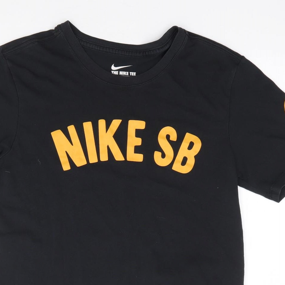 Nike Mens Black  Cotton  T-Shirt Size S Crew Neck