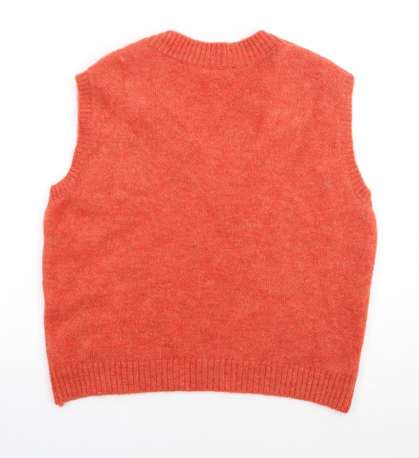 Primark Womens Orange V-Neck Acrylic Vest Jumper Size XS