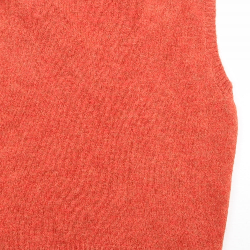 Primark Womens Orange V-Neck Acrylic Vest Jumper Size XS