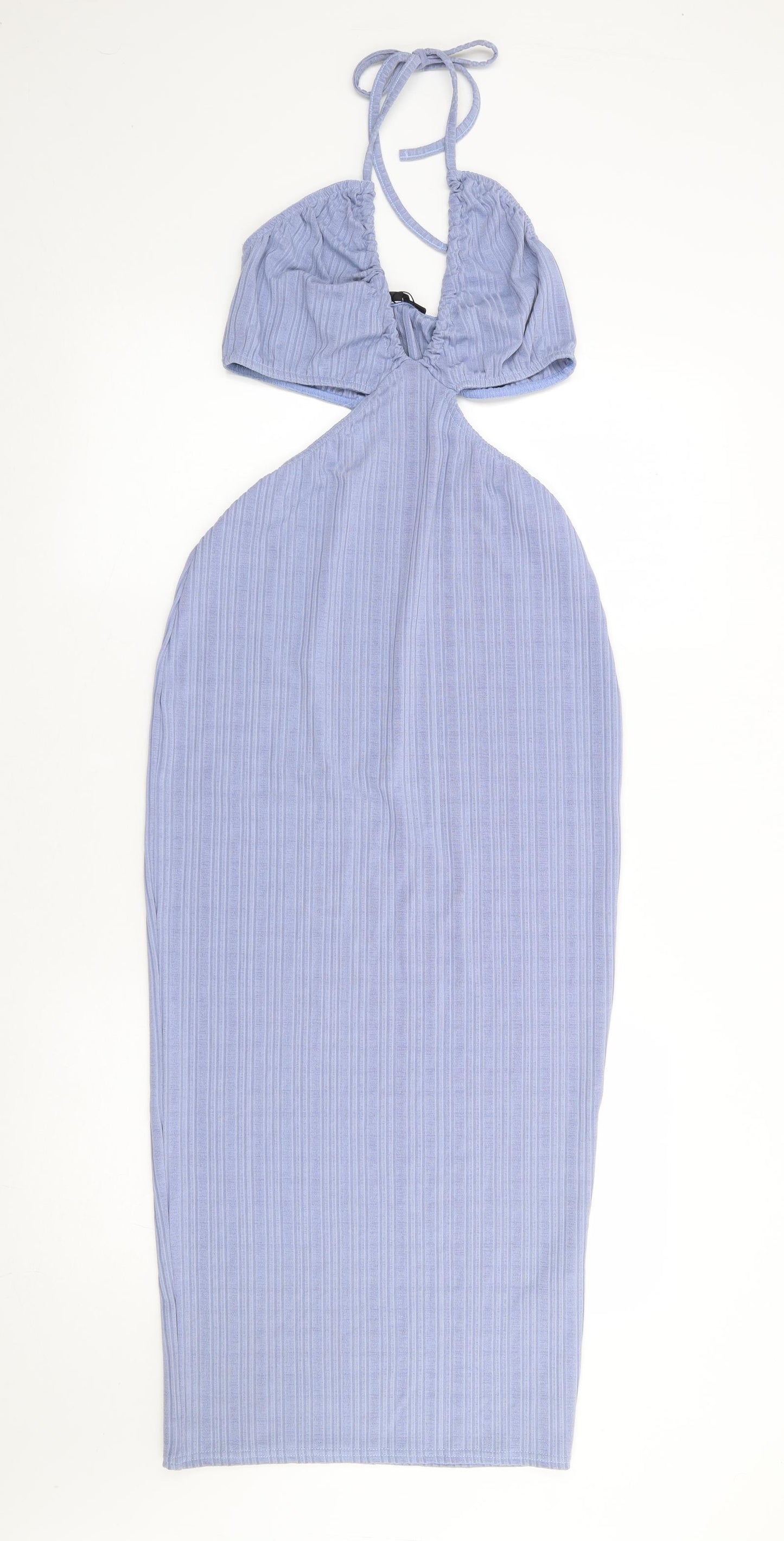 Missguided Womens Blue Polyester Bodycon Size 14 Halter Pullover