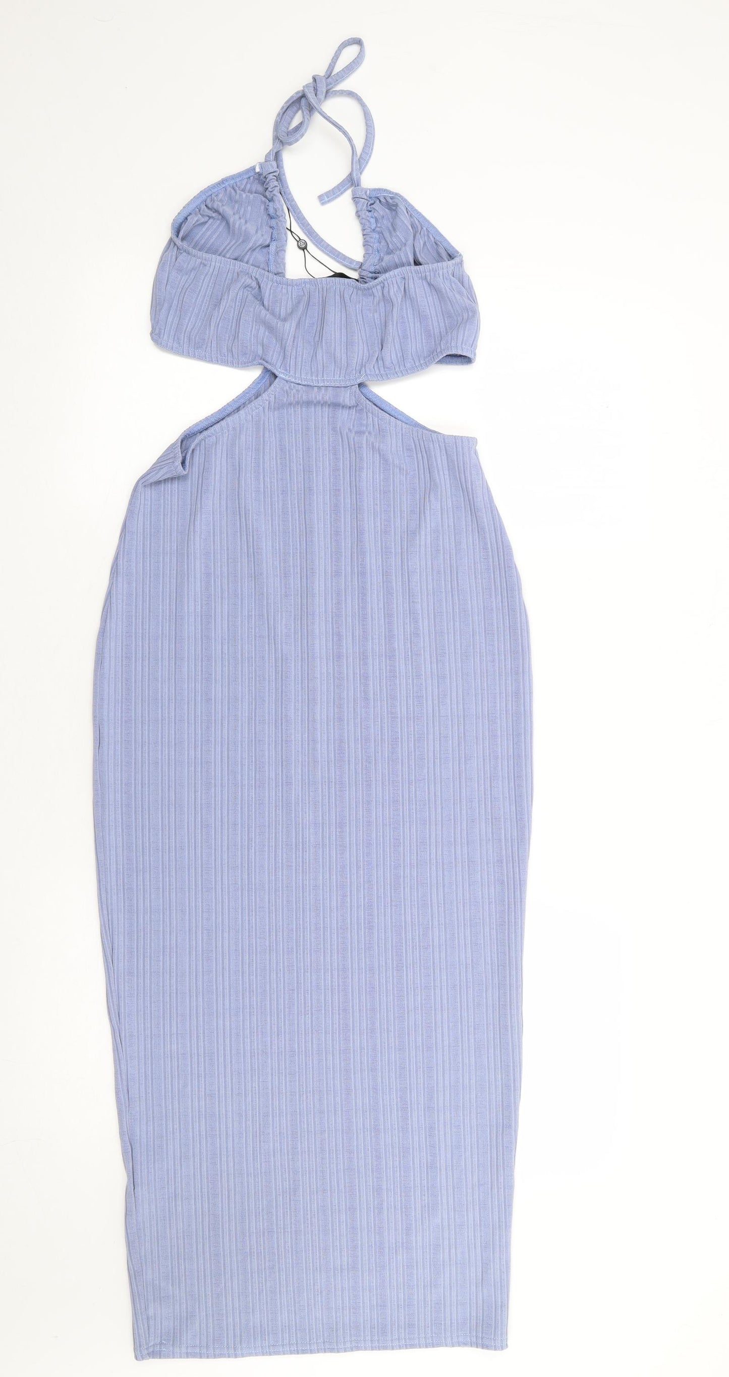 Missguided Womens Blue Polyester Bodycon Size 14 Halter Pullover