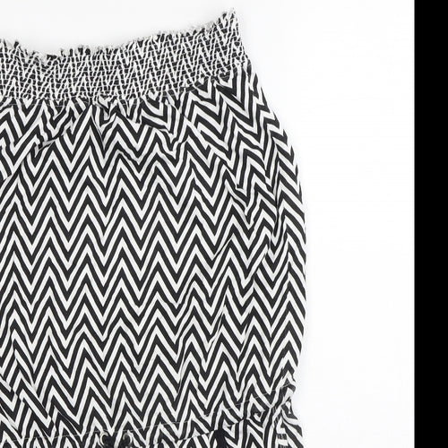 Ocean Club Womens White Striped Polyester Bodysuit One-Piece Size 10   - Zigzag