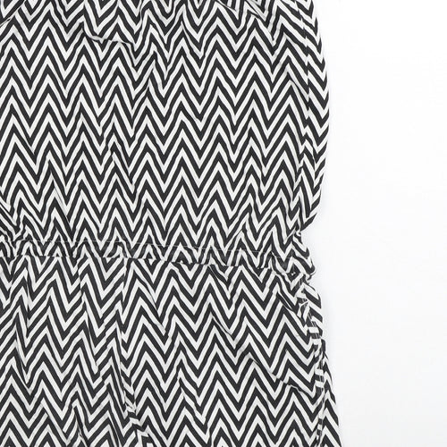 Ocean Club Womens White Striped Polyester Bodysuit One-Piece Size 10   - Zigzag