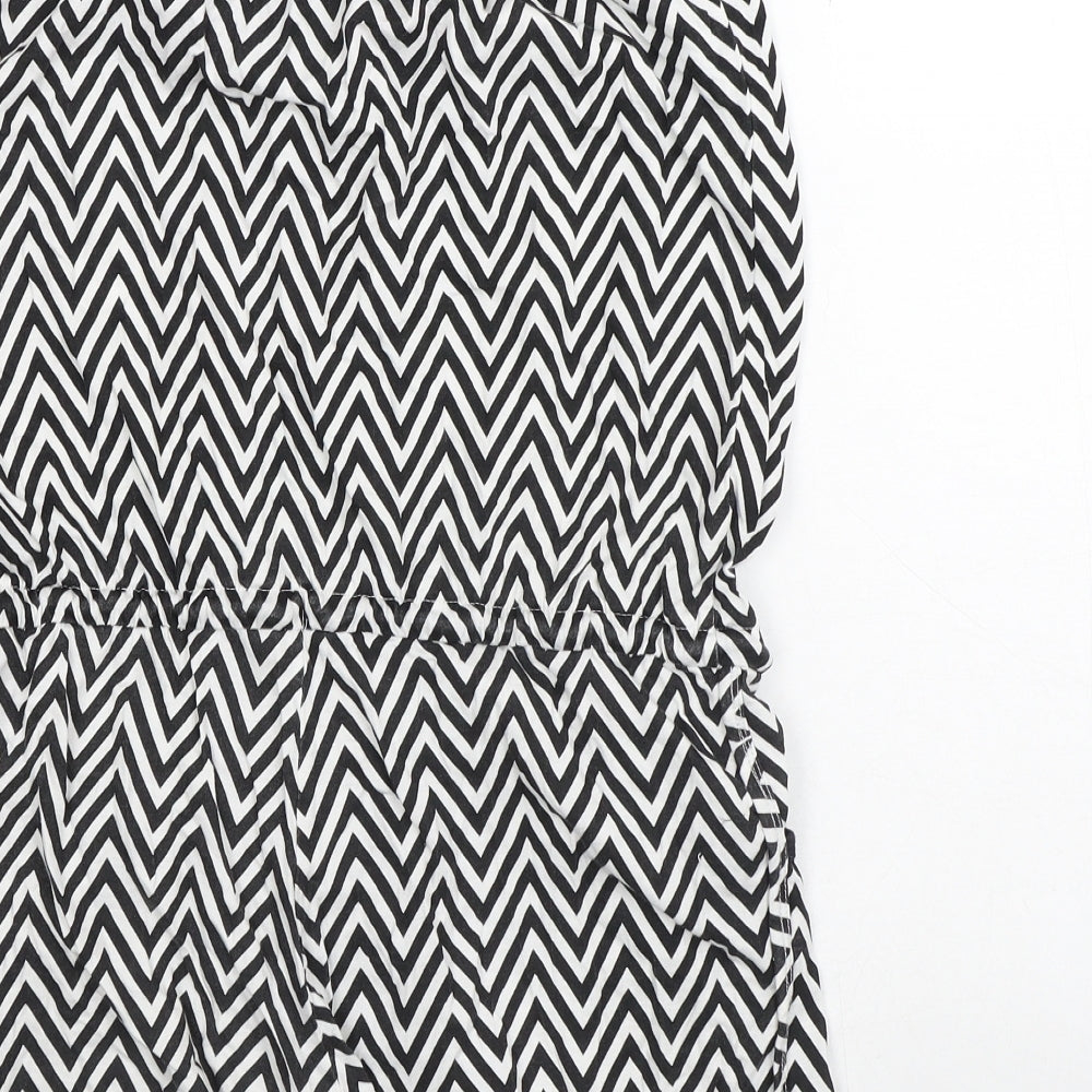 Ocean Club Womens White Striped Polyester Bodysuit One-Piece Size 10   - Zigzag