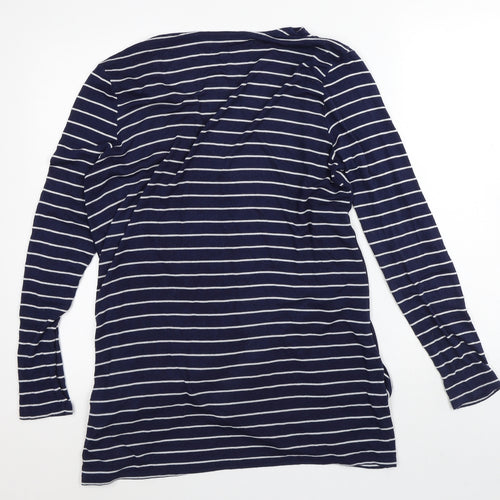 George Womens Blue Round Neck Striped Viscose Cardigan Jumper Size 16