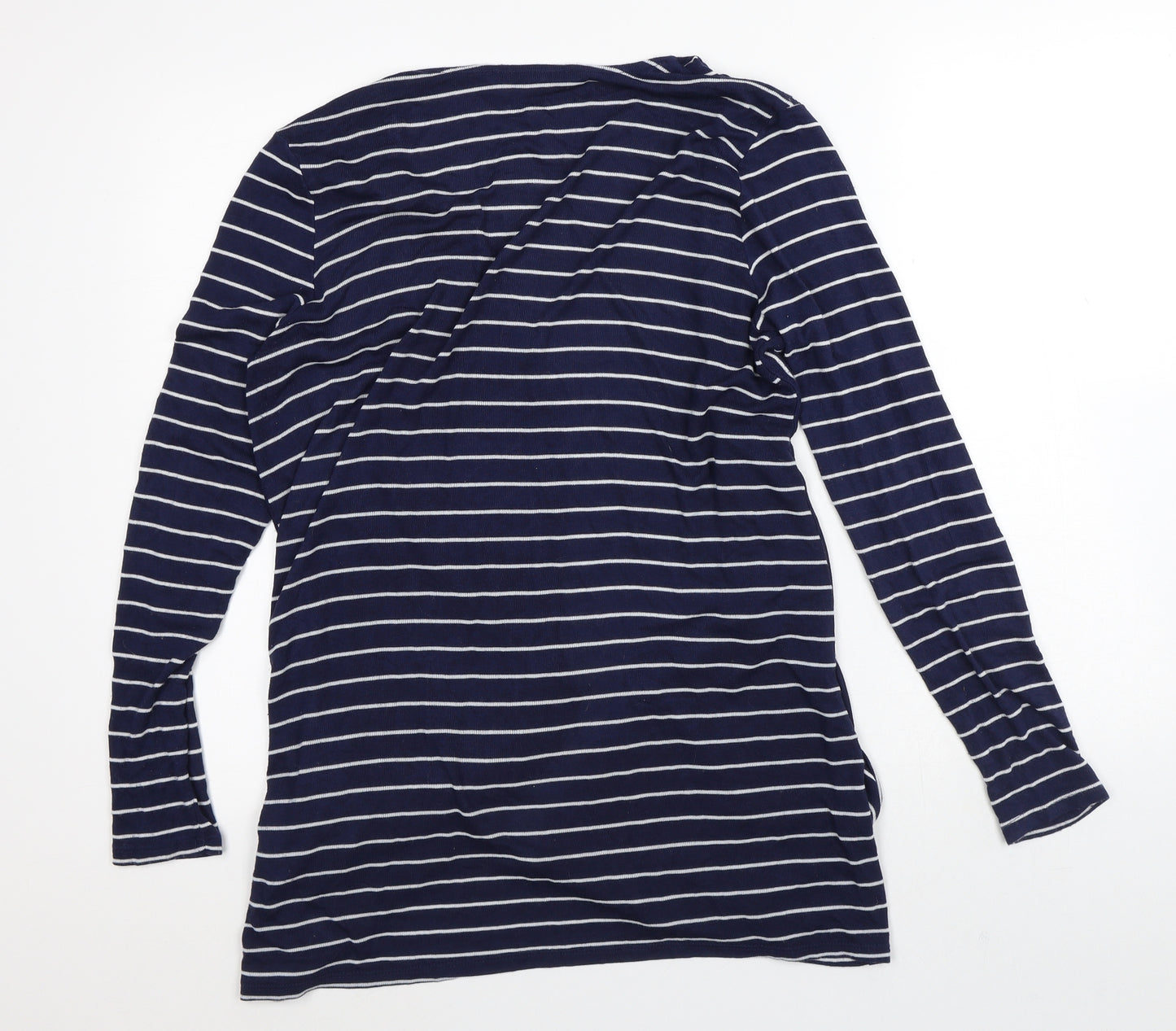 George Womens Blue Round Neck Striped Viscose Cardigan Jumper Size 16