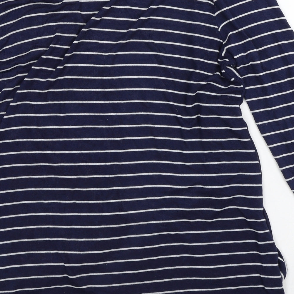 George Womens Blue Round Neck Striped Viscose Cardigan Jumper Size 16