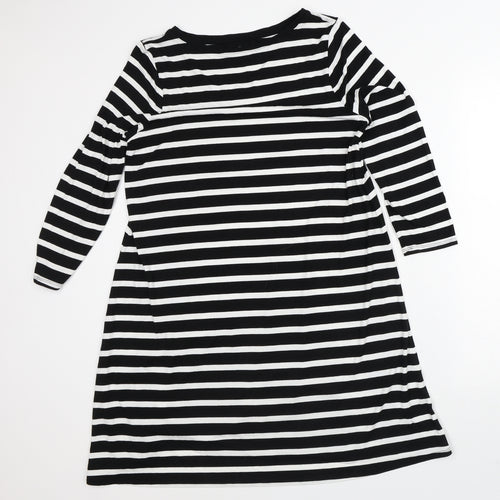 Amazon Womens White Striped Viscose T-Shirt Dress  Size M  Round Neck