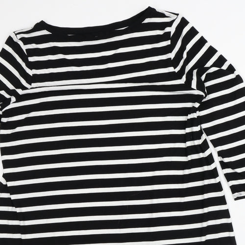 Amazon Womens White Striped Viscose T-Shirt Dress  Size M  Round Neck