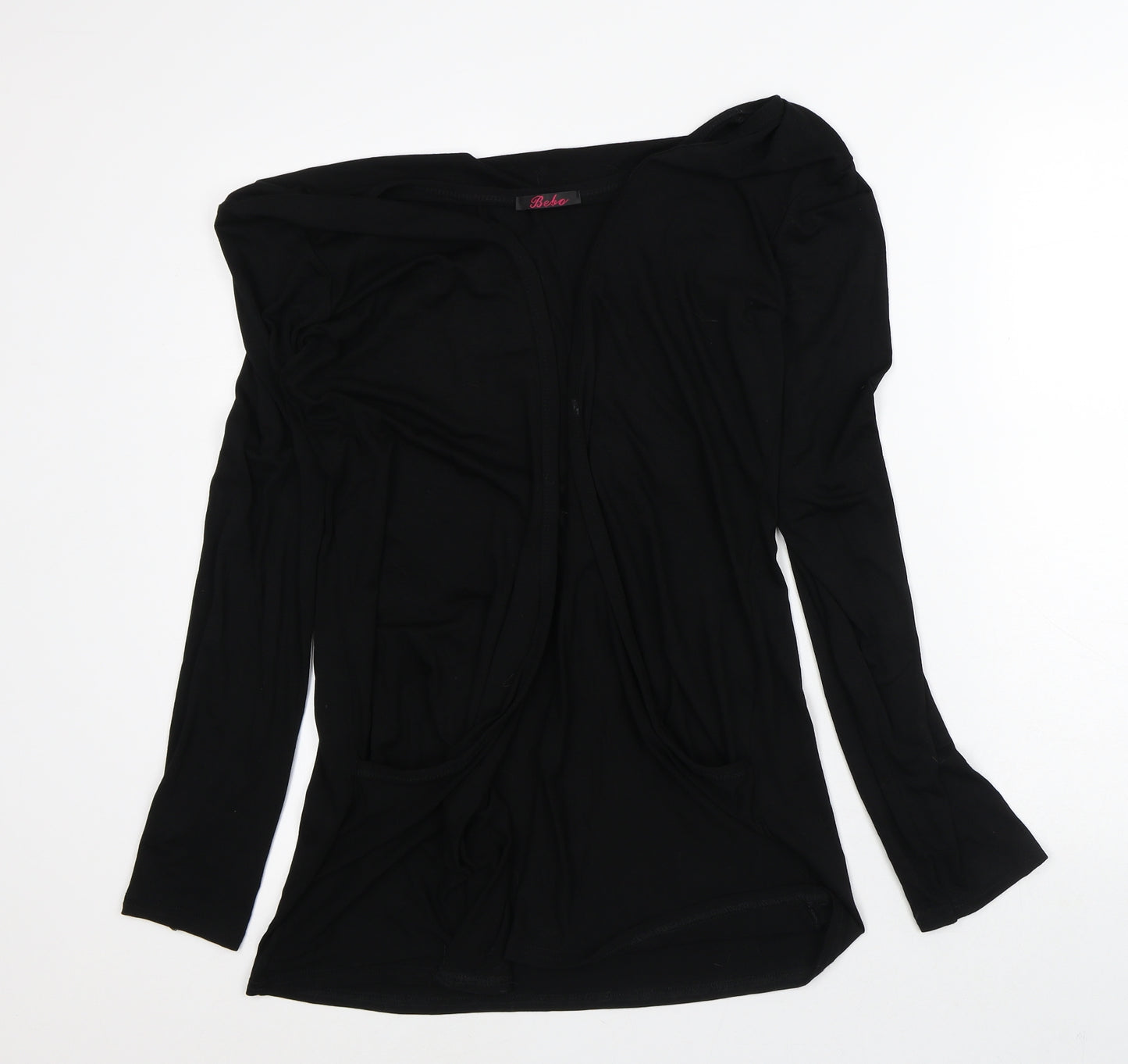 Bebo Womens Black Round Neck  Viscose Cardigan Jumper Size M