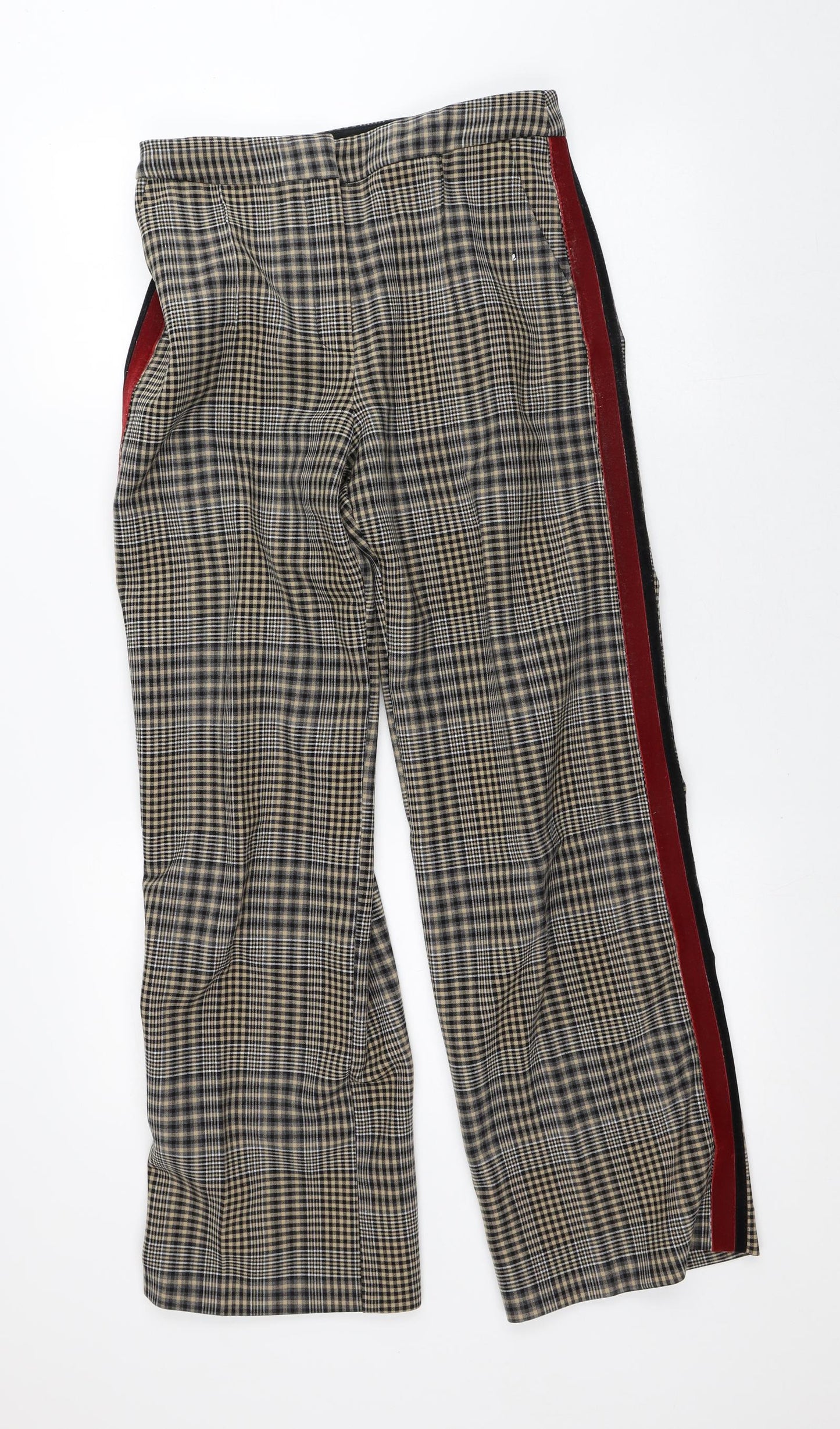 River Island Womens Brown Plaid Polyester Trousers  Size 8 L30 in Regular