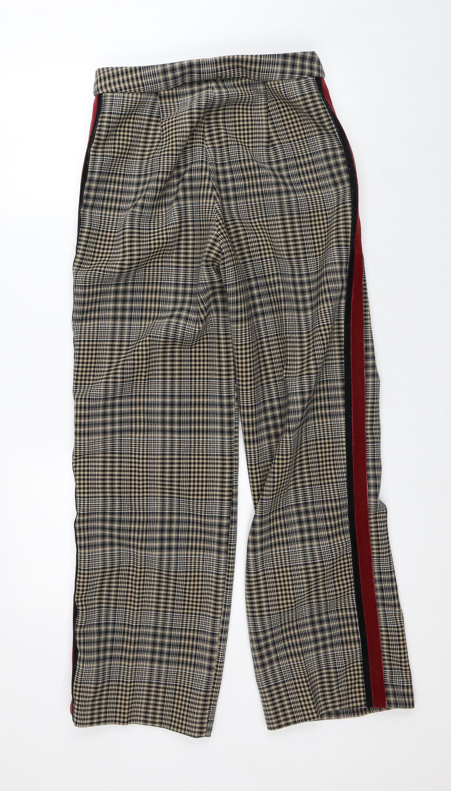 River Island Womens Brown Plaid Polyester Trousers  Size 8 L30 in Regular
