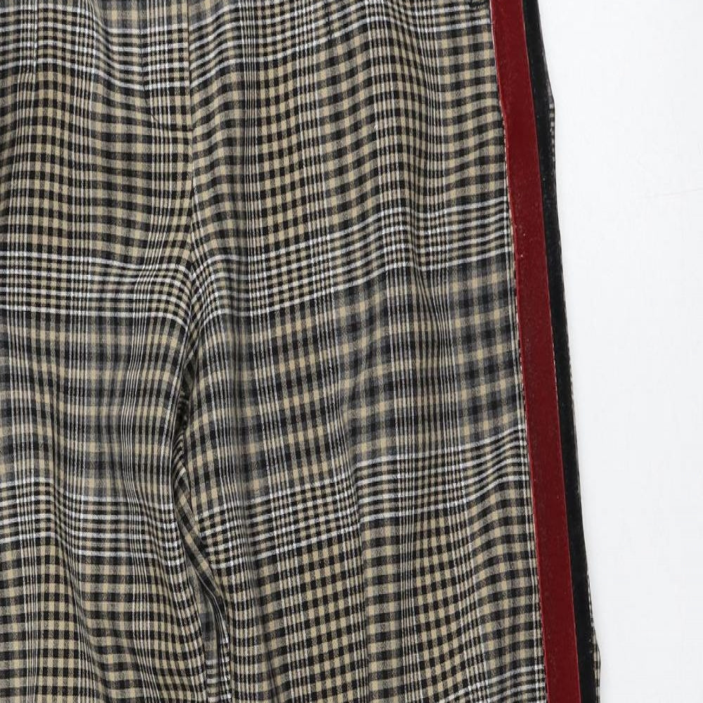 River Island Womens Brown Plaid Polyester Trousers  Size 8 L30 in Regular
