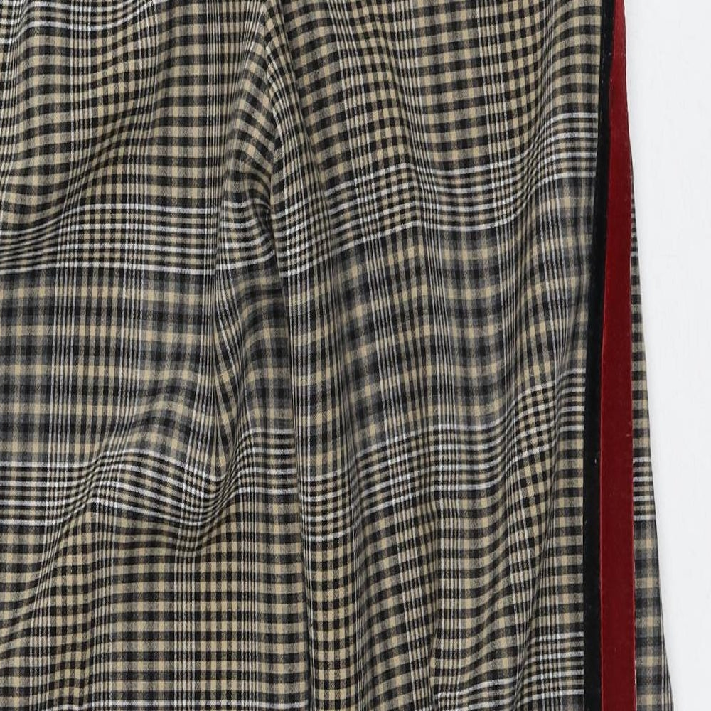 River Island Womens Brown Plaid Polyester Trousers  Size 8 L30 in Regular