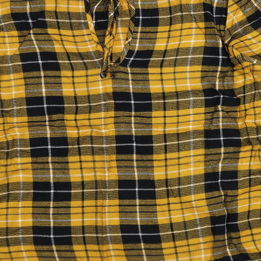 NEXT Womens Orange Plaid Polyester Tunic Blouse Size L Round Neck