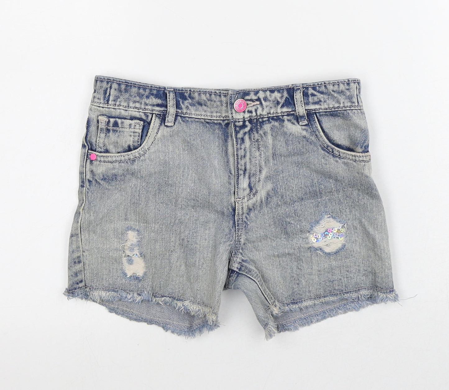 TU Girls Blue  100% Cotton Cut-Off Shorts Size 9 Years  Regular  - Distressed
