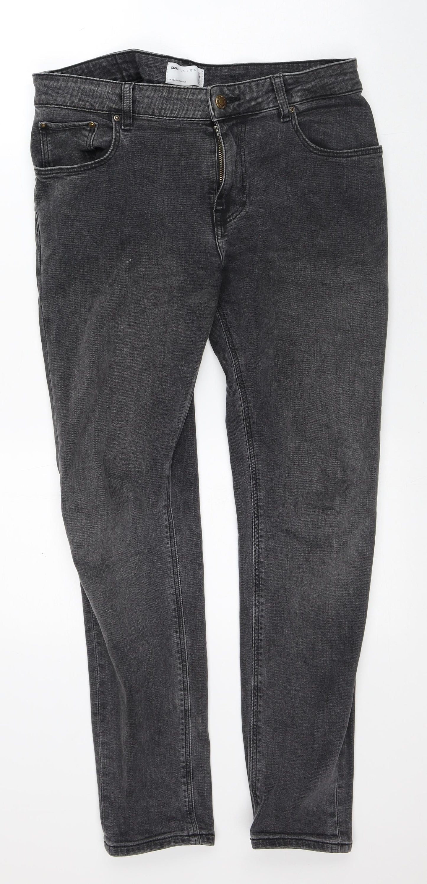 ASOS Mens Grey  Cotton Skinny Jeans Size 32 in L30 in Regular