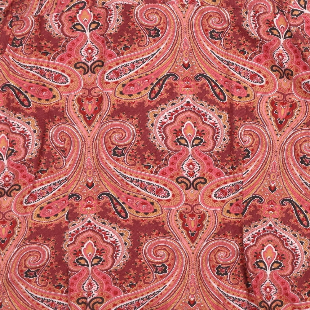 Lands' End Womens Red Geometric Cotton Basic Button-Up Size 2XL Collared