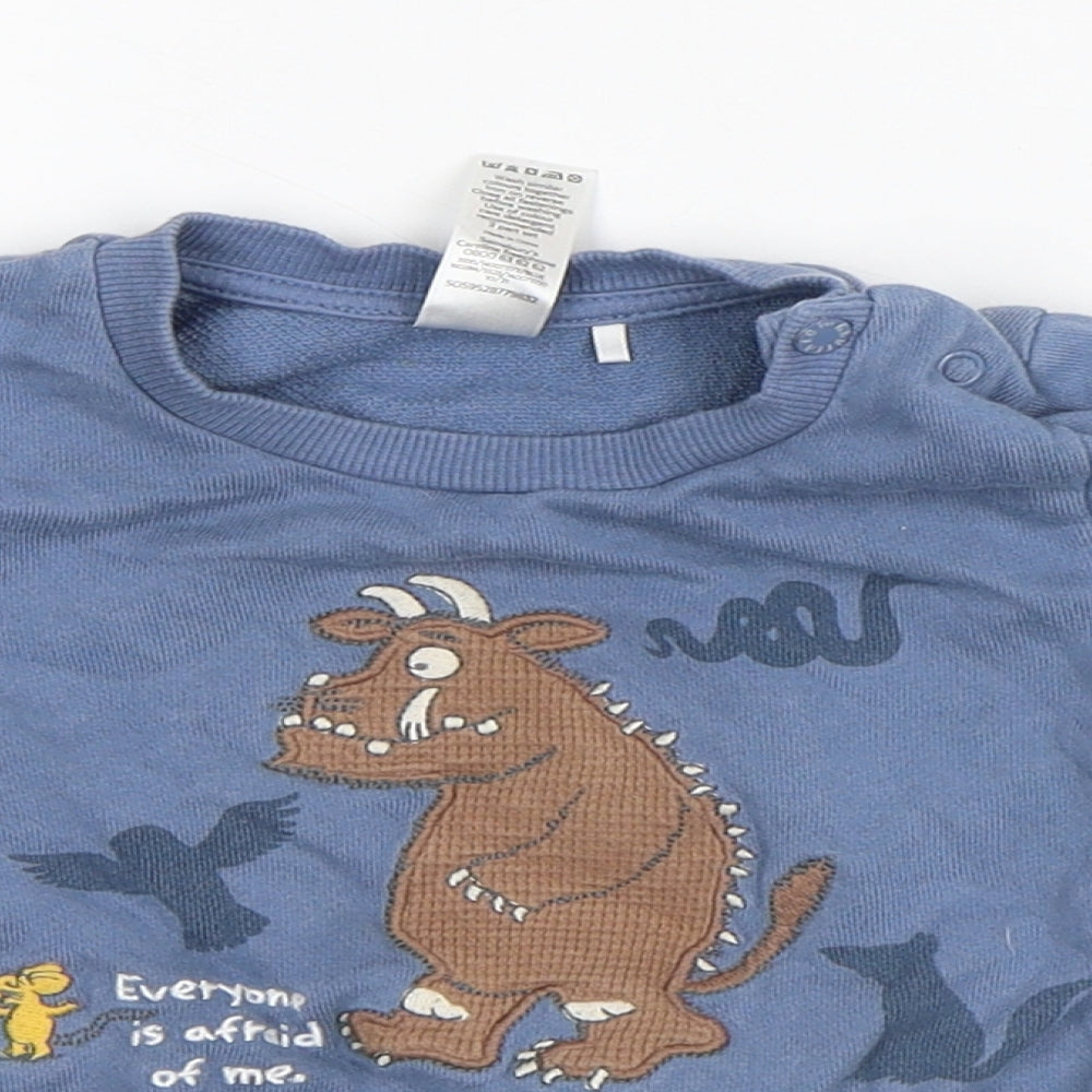 Marks and Spencer Baby Blue  100% Cotton Pullover Jumper Size 6-9 Months   - Gruffalo