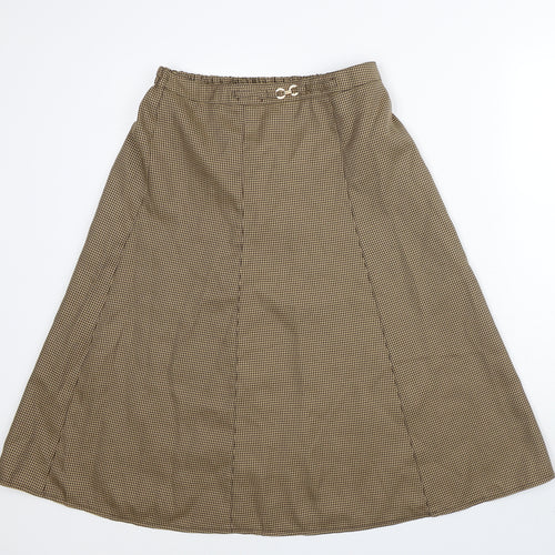 Damart Womens Brown Houndstooth Polyester A-Line Skirt Size 12
