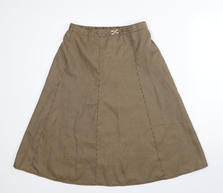 Damart Womens Brown Houndstooth Polyester A-Line Skirt Size 12