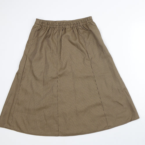 Damart Womens Brown Houndstooth Polyester A-Line Skirt Size 12