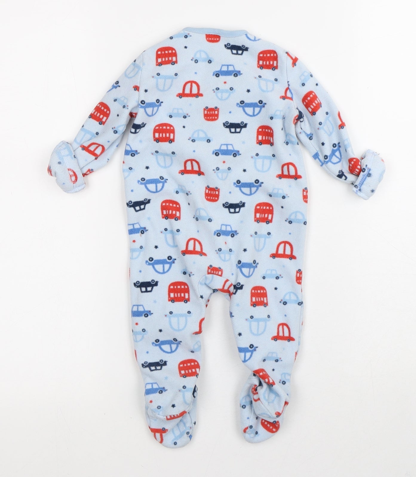 F&F Baby Blue Geometric Polyester Babygrow One-Piece Size 3-6 Months   - Cars