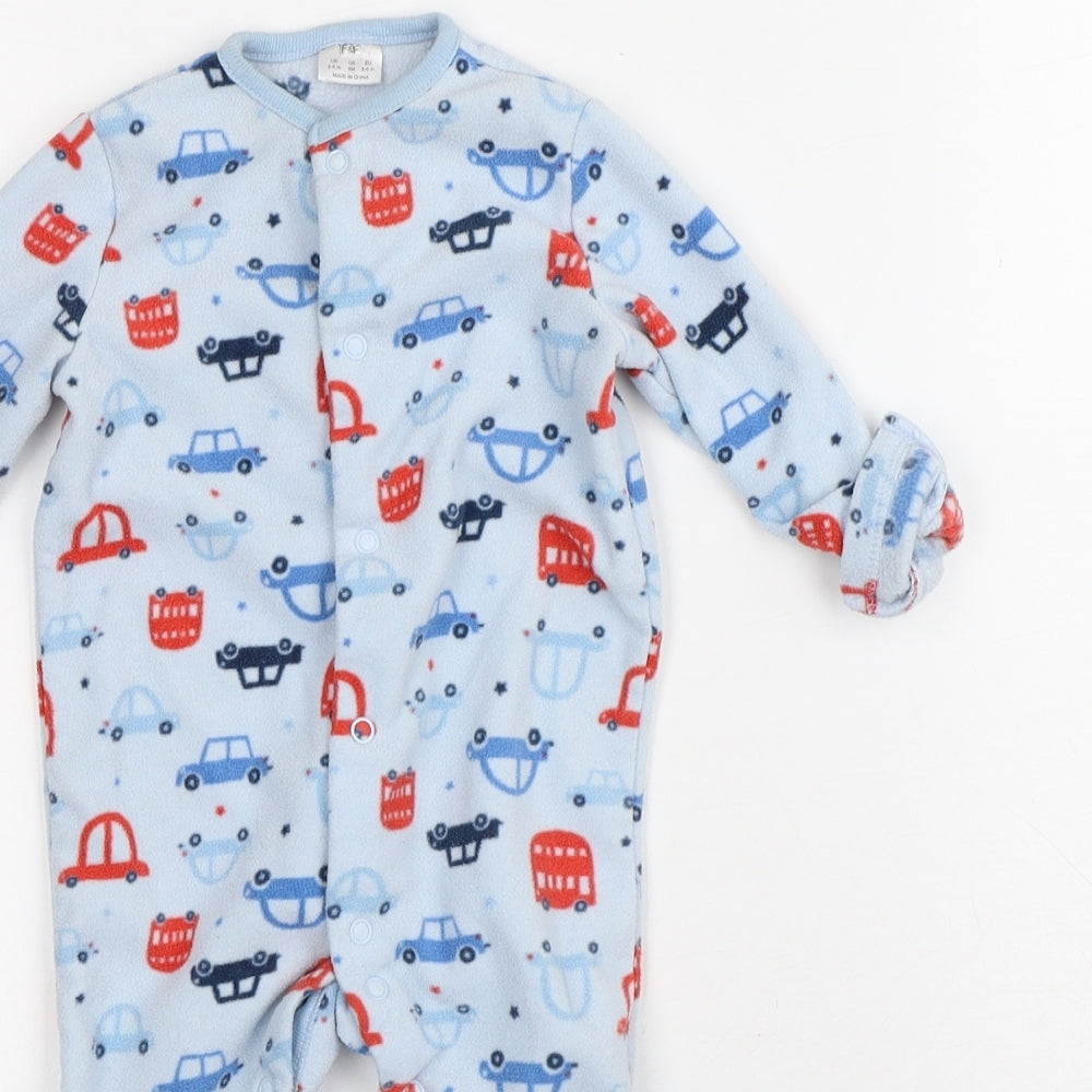 F&F Baby Blue Geometric Polyester Babygrow One-Piece Size 3-6 Months   - Cars