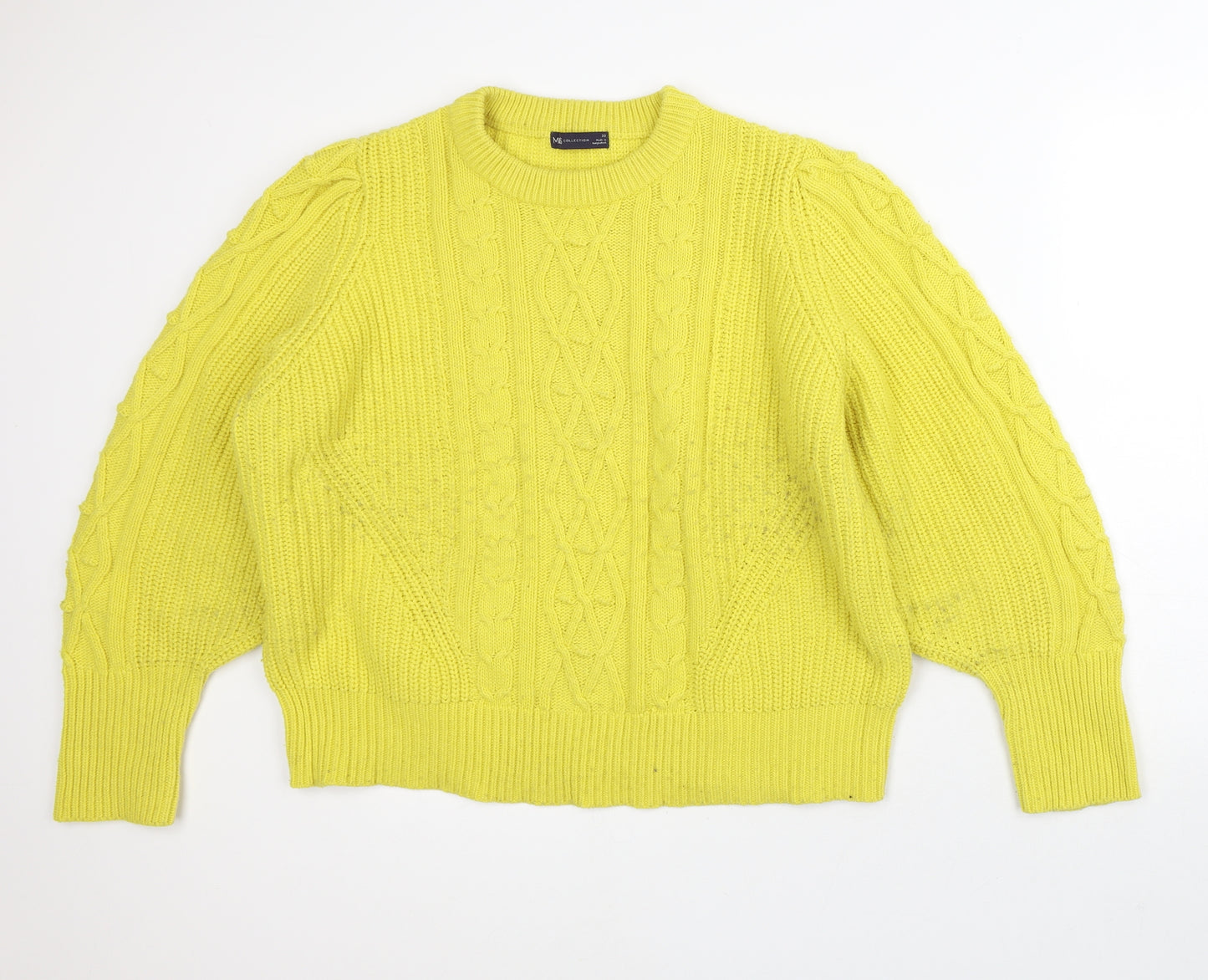 Marks and Spencer Womens Yellow Crew Neck  Polyester Pullover Jumper Size 22