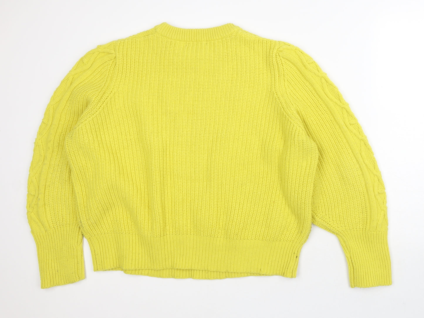 Marks and Spencer Womens Yellow Crew Neck  Polyester Pullover Jumper Size 22