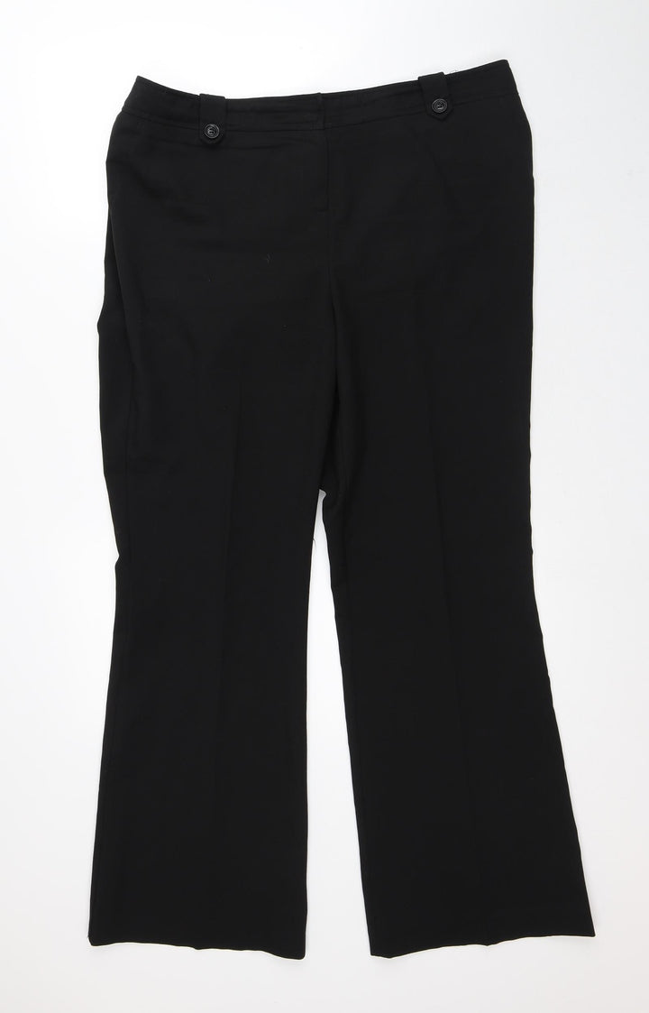 Evans Womens Black Polyester Trousers Size 16 L31 in Regular