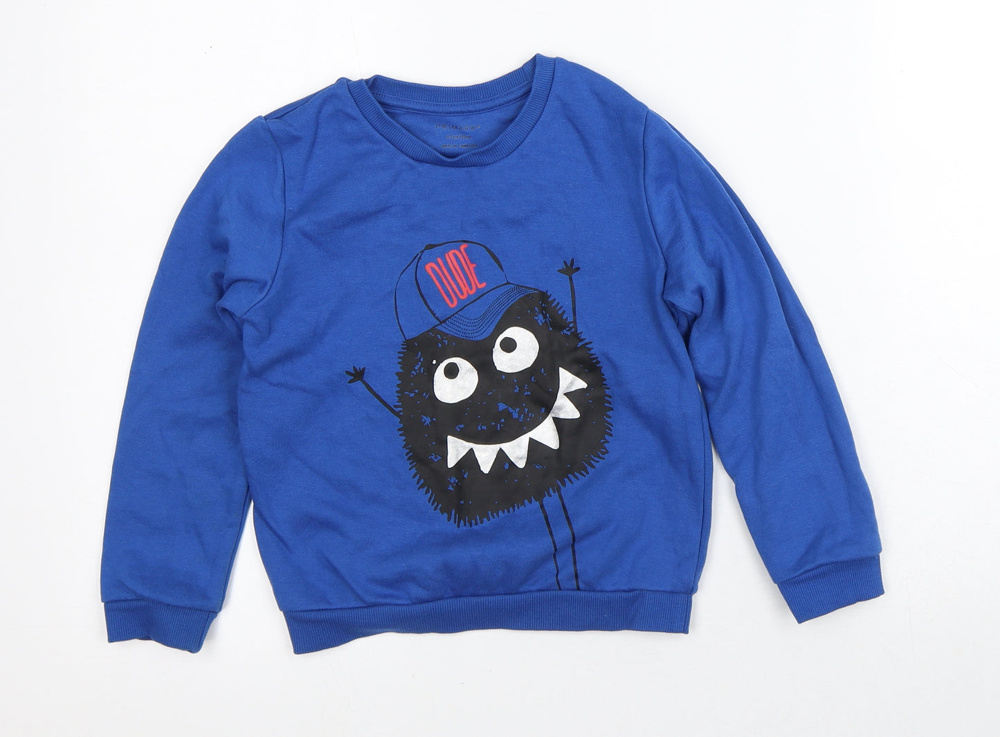 Primark Boys Blue Crew Neck  Cotton Pullover Jumper Size 6-7 Years   - Dude