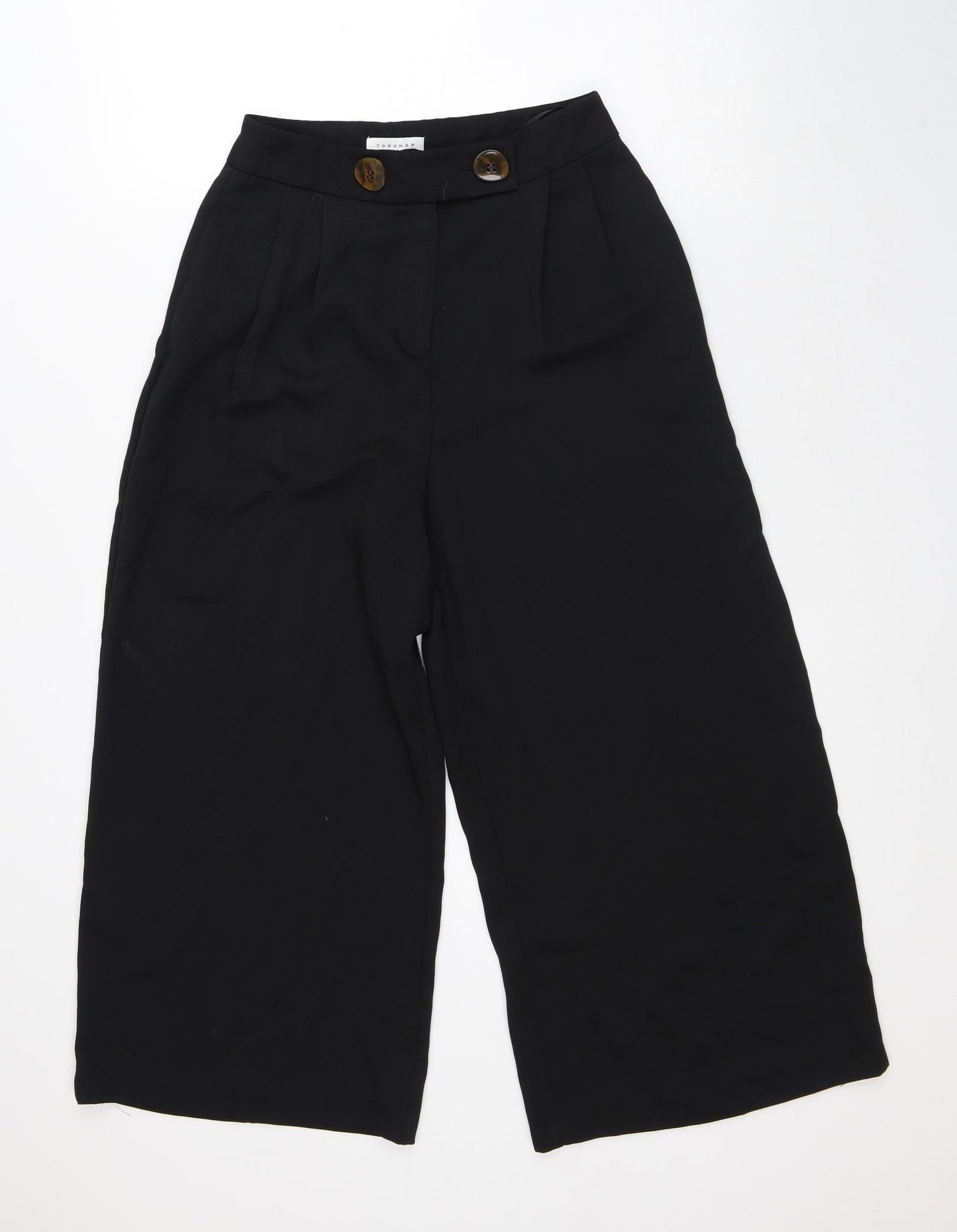 Topshop Womens Black Polyester Capri Trousers Size 8 L22 in Regular