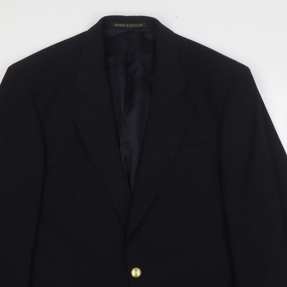 StMichael Mens Black  Wool Jacket Suit Jacket Size 38