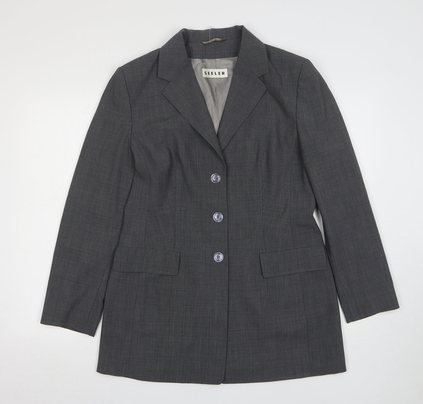 Seeler Womens Grey  Wool Jacket Suit Jacket Size 12