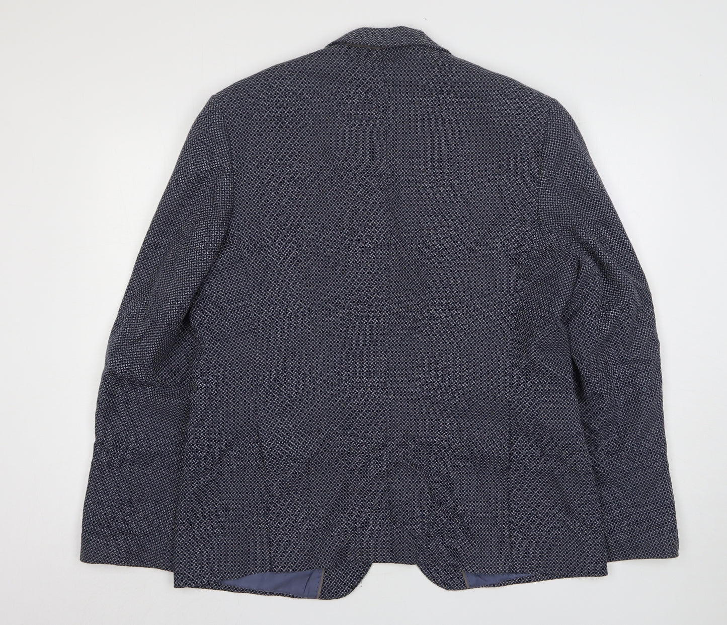 Marks and Spencer Mens Blue Geometric Cotton Jacket Suit Jacket Size 46