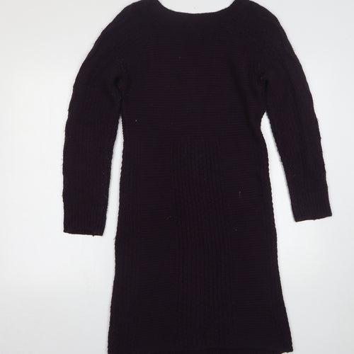 Monsoon Womens Purple V-Neck  Acrylic Cardigan Jumper Size S