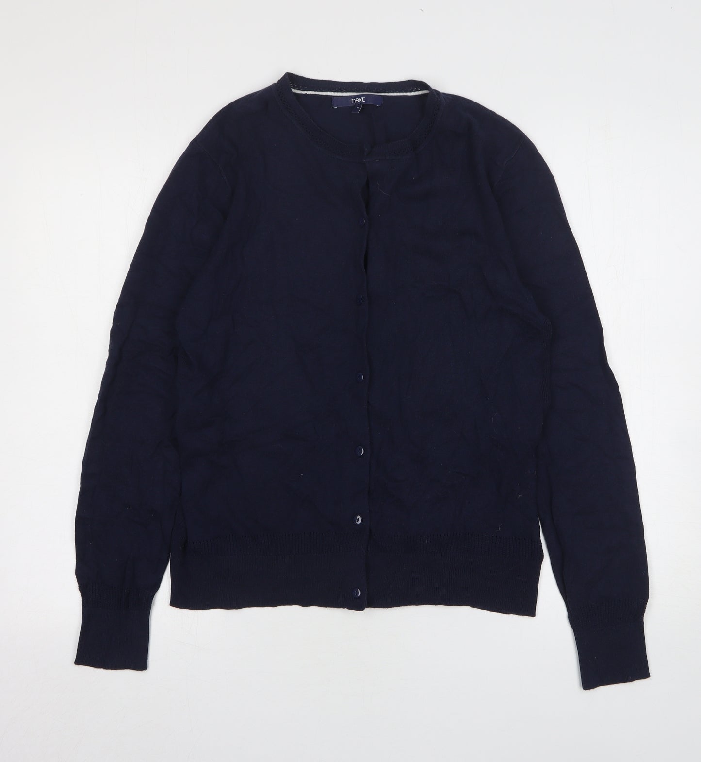 NEXT Womens Blue Round Neck  Cotton Cardigan Jumper Size 14