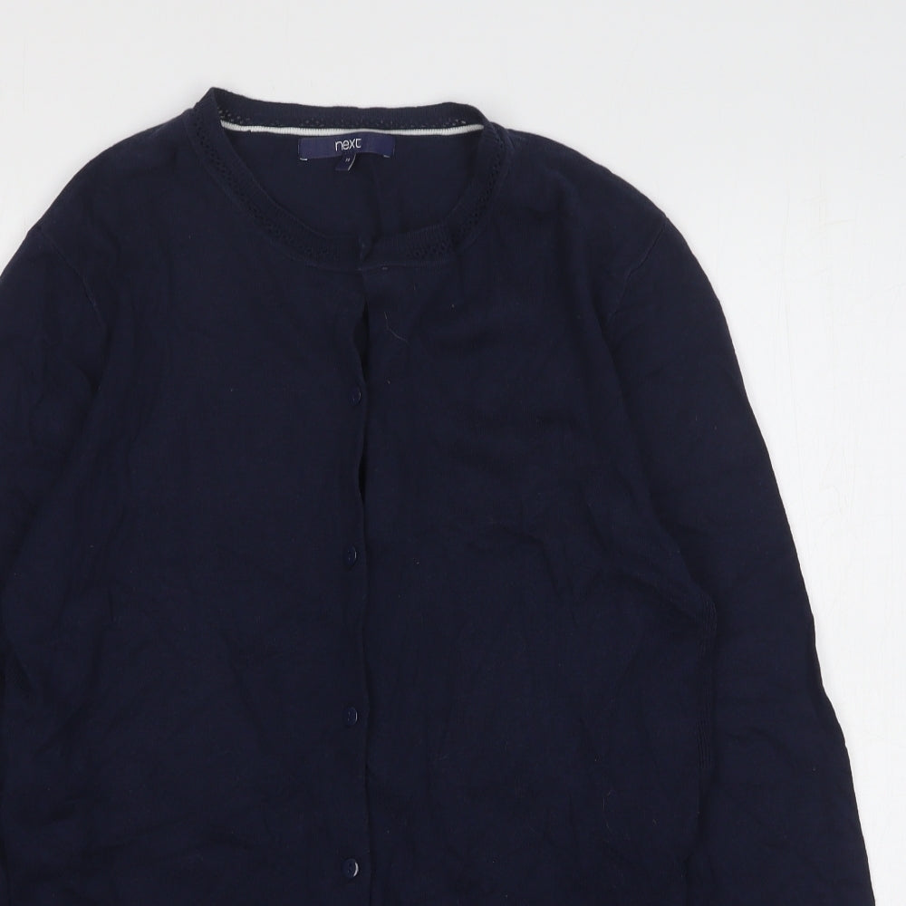 NEXT Womens Blue Round Neck  Cotton Cardigan Jumper Size 14