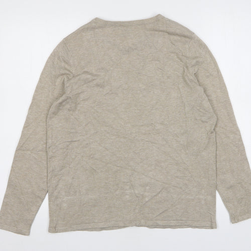 Preworn Womens Beige Round Neck  Viscose Cardigan Jumper Size M