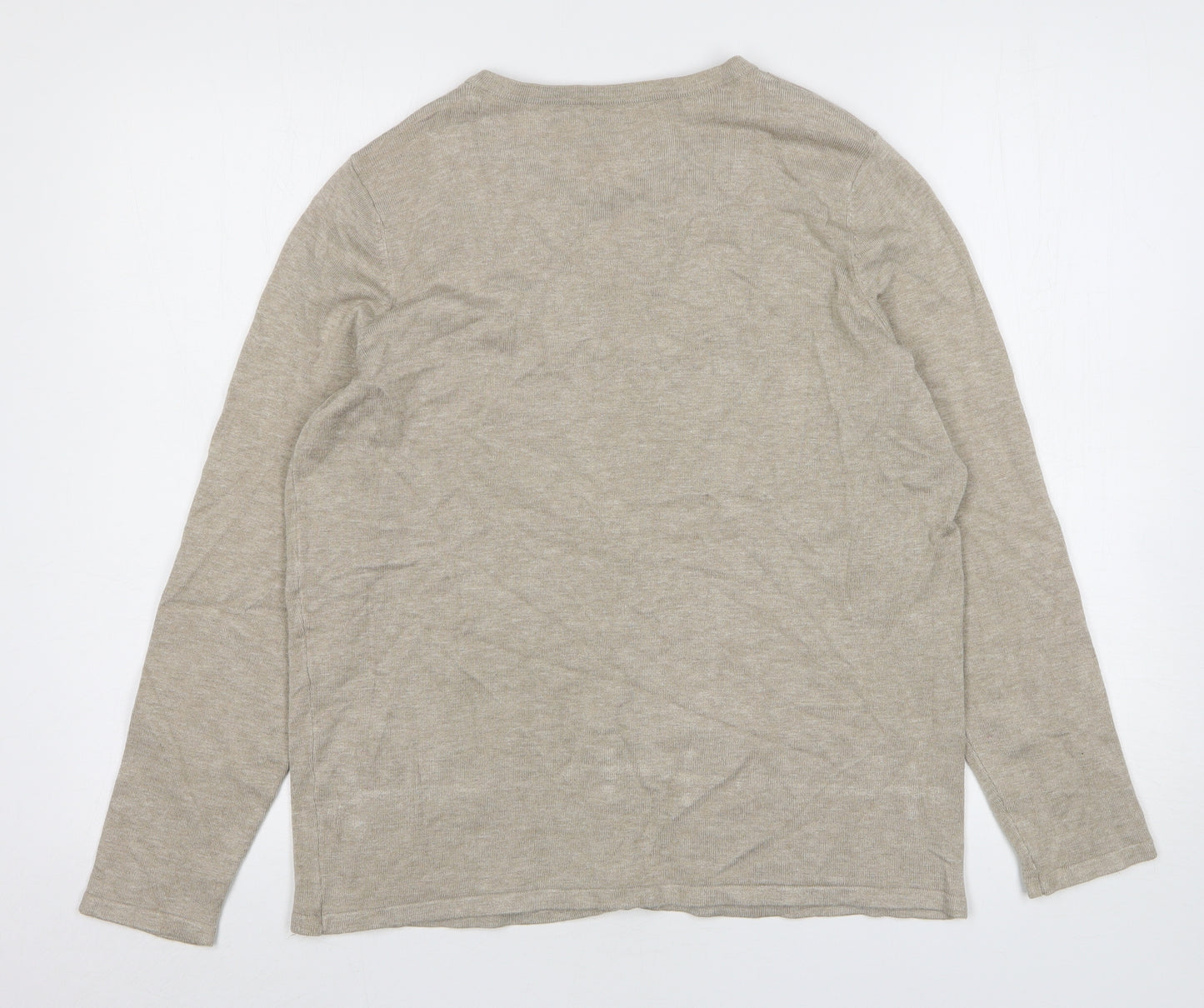 Preworn Womens Beige Round Neck  Viscose Cardigan Jumper Size M