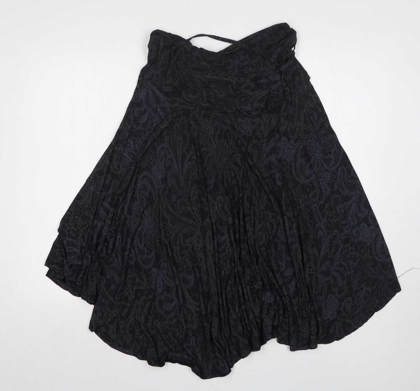 Soon Womens Black Geometric Viscose A-Line Skirt Size 10