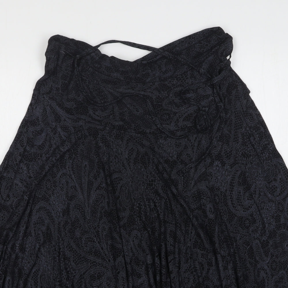 Soon Womens Black Geometric Viscose A-Line Skirt Size 10