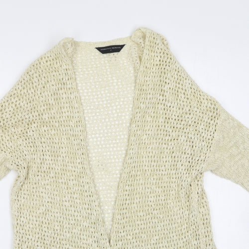 Dorothy Perkins Womens Beige V-Neck  Cotton Cardigan Jumper Size M