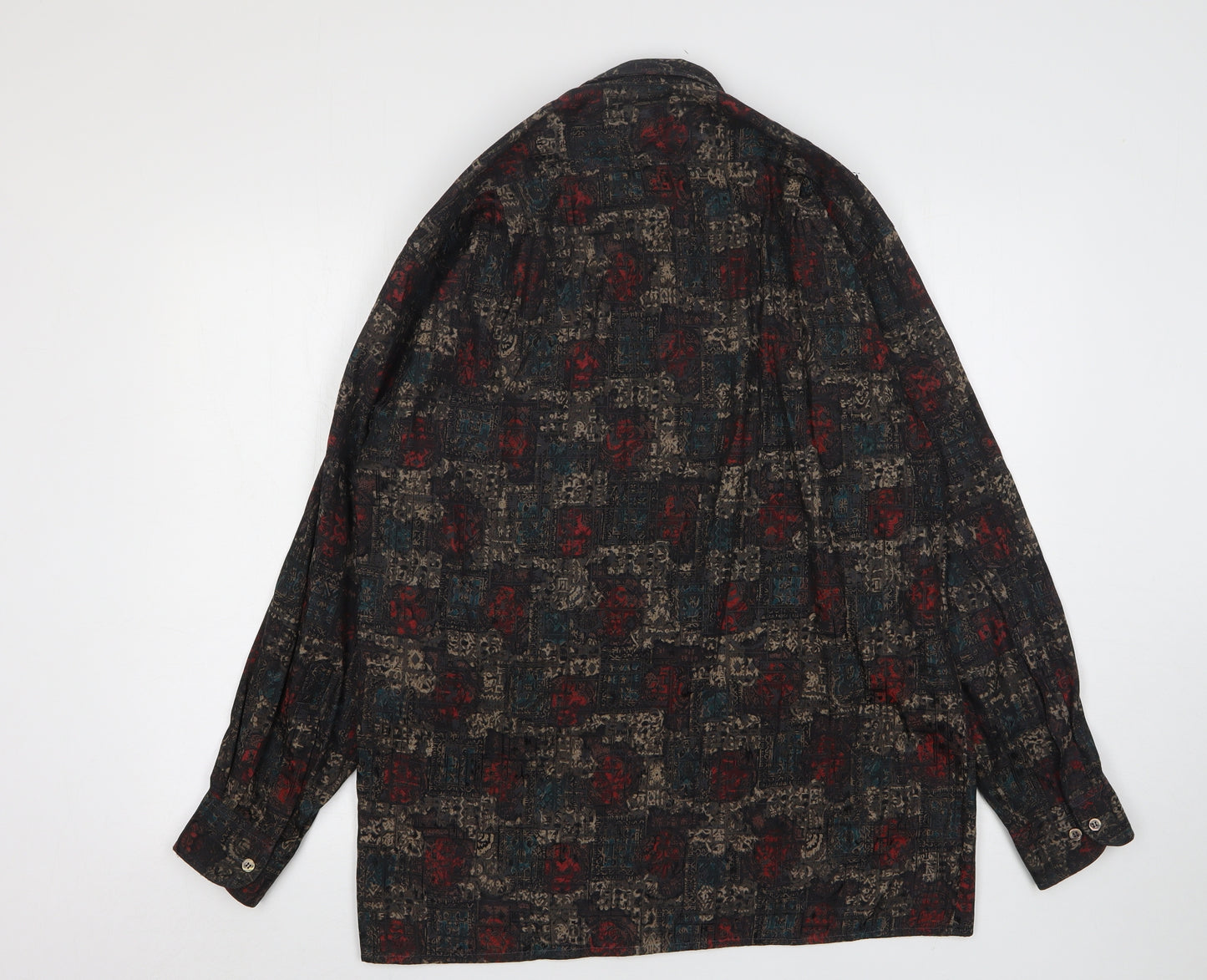 Pierre Sangan Mens Multicoloured Geometric Polyester  Button-Up Size M Collared