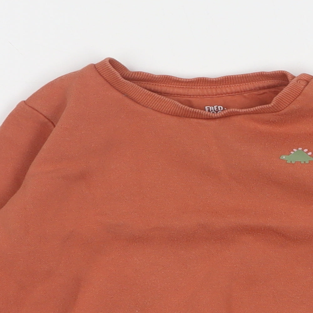F&F Boys Orange  Cotton Pullover Jumper Size 18-24 Months