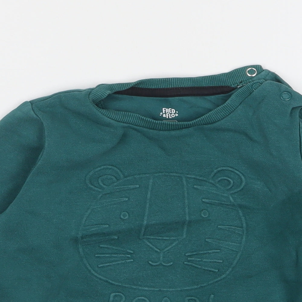 F&F Boys Green  Cotton Pullover Jumper Size 18-24 Months