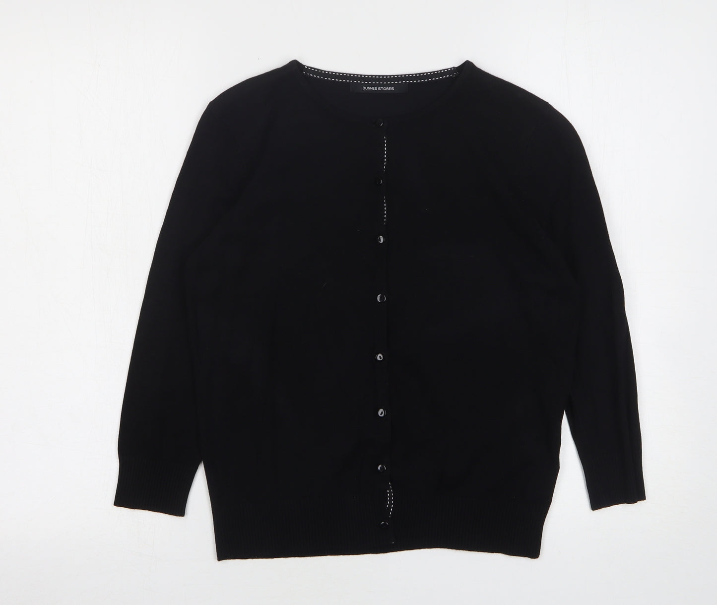 Dunnes Stores Womens Black Round Neck  Viscose Cardigan Jumper Size 16